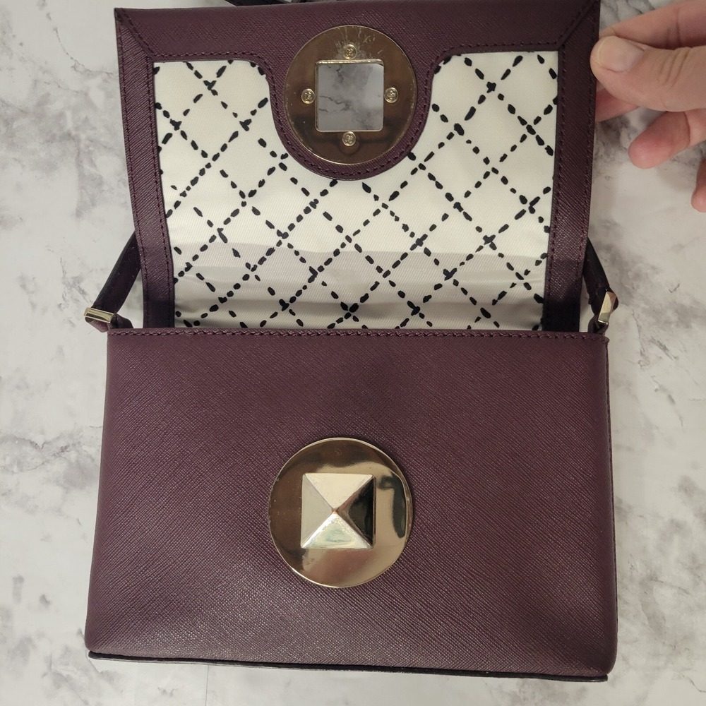 Kate Spade Newbury Lane Sally Turn Lock Crossbody Purse Saffiano Leather Plum - Picture 10 of 16